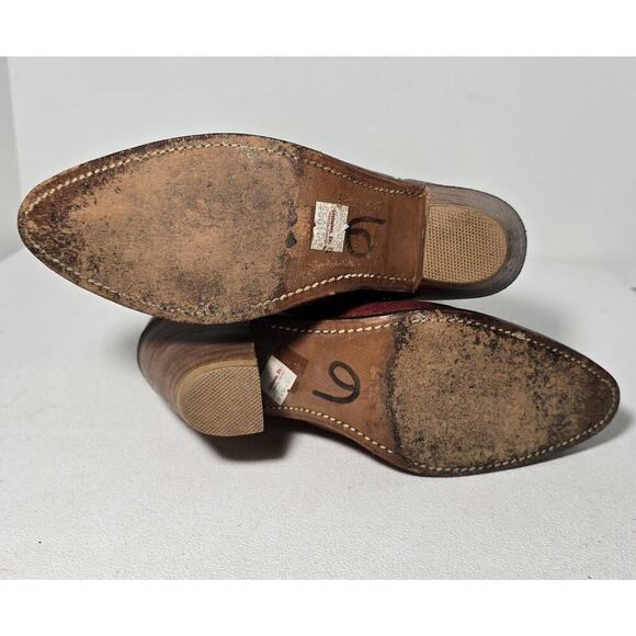 Vintage FRYE Tan Red Leather Bench Crafted Cowgirl Western Ladies Boots Sz 6B - Picture 14 of 16